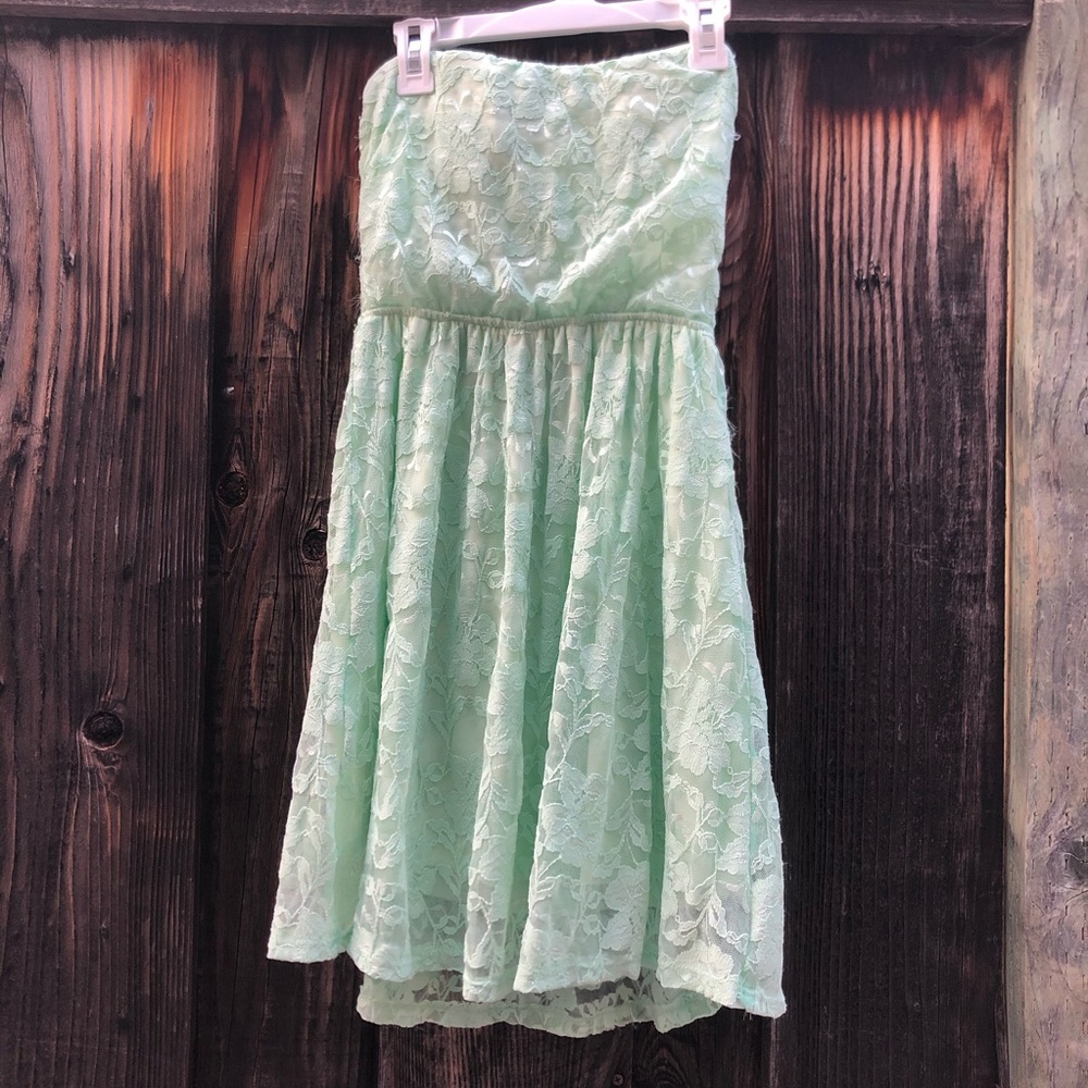Mint Green Floral Lace Dress